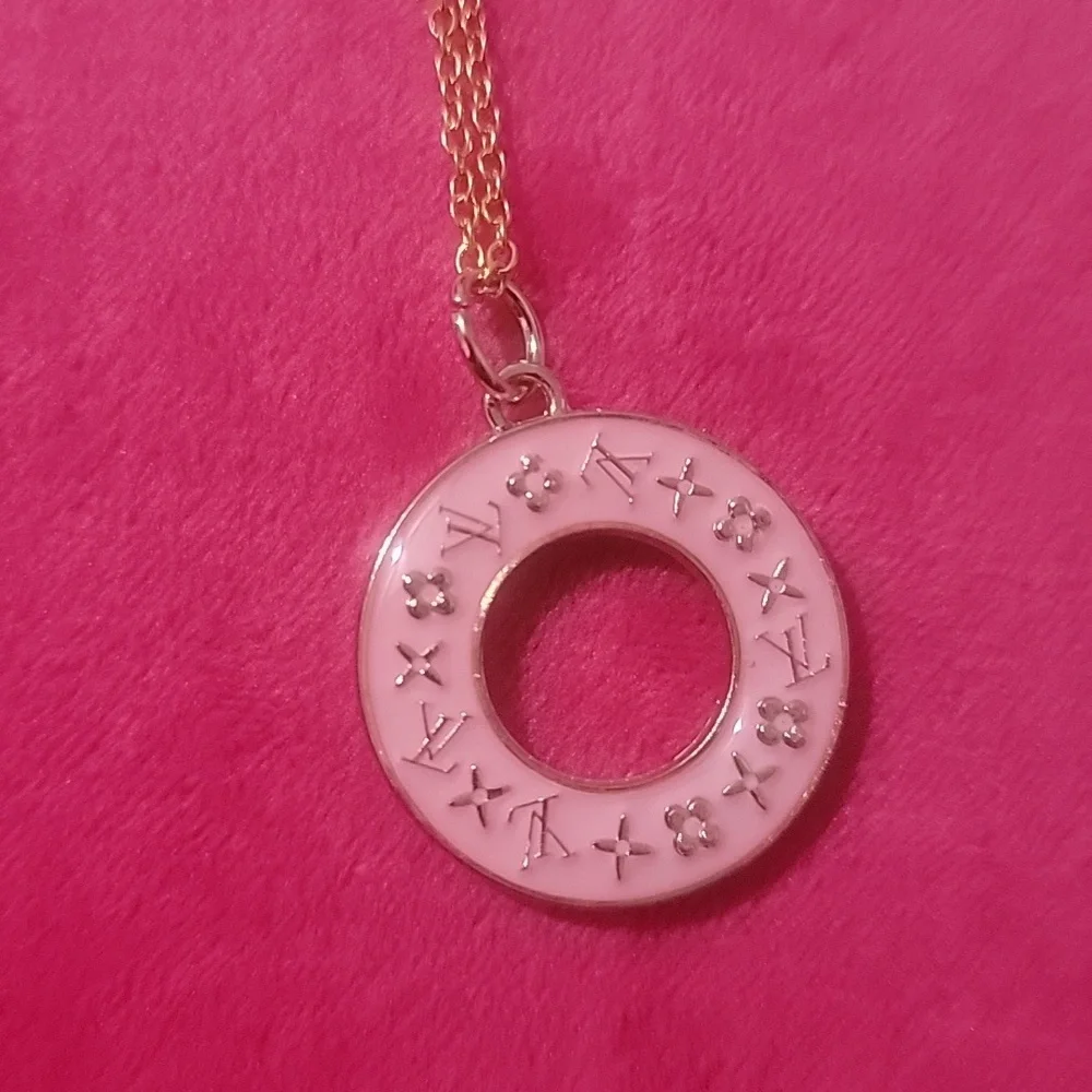 LV Pink And Gold-Tone Double-sided Zipper Pull Charm - Picture 4 of 5